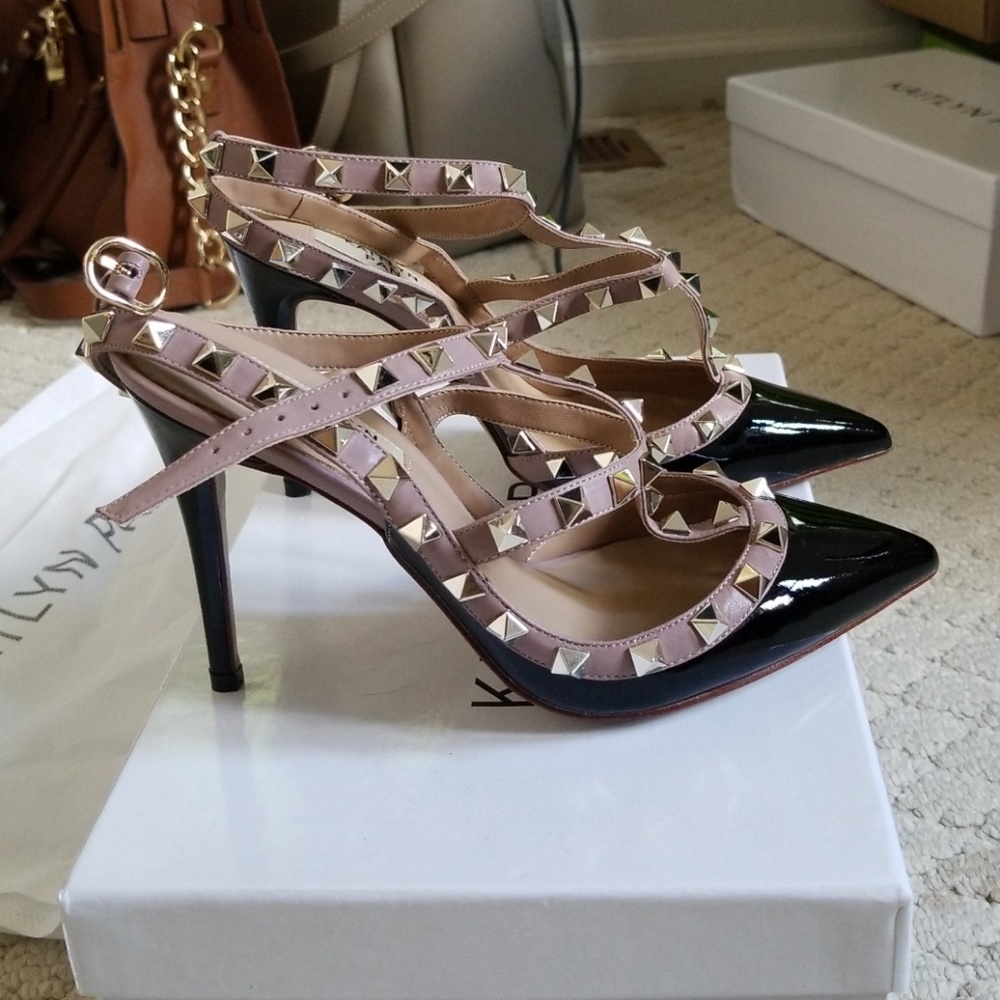SOLD Kaitlyn Pan Pointed Toe Studded Pumps